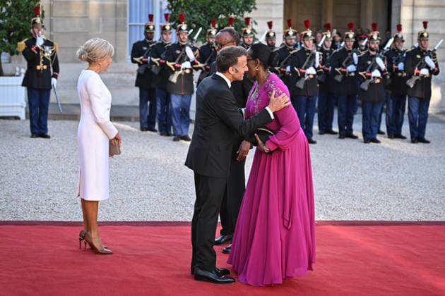 Emmanuel and Brigitte Macron welcome Paul and Jeannette Kagame at the Elysee FA French President Emmanuel Macron and French First Lady Brigitte Macron welcome Rwanda s President Paul Kagame and his wife Jeannette Kagame at The Elysee Presidential Palace in Paris on June 2, 2026. Photo by Firas Abdullah ABACAPRESS.COM Paris Ile-de-France France  Copyright: xAbdullahxFiras ABACAx