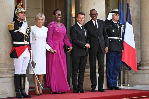 Emmanuel and Brigitte Macron welcome Paul and Jeannette Kagame at the Elysee FA French President Emmanuel Macron and French First Lady Brigitte Macron welcome Rwanda s President Paul Kagame and his wife Jeannette Kagame at The Elysee Presidential Palace in Paris on June 2, 2026. Photo by Firas Abdullah ABACAPRESS.COM Paris Ile-de-France France  Copyright: xAbdullahxFiras ABACAx