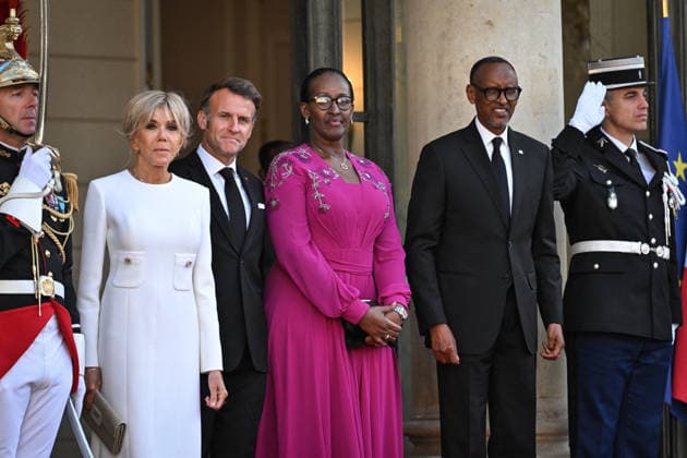 Emmanuel and Brigitte Macron welcome Paul and Jeannette Kagame at the Elysee FA French President Emmanuel Macron and French First Lady Brigitte Macron welcome Rwanda s President Paul Kagame and his wife Jeannette Kagame at The Elysee Presidential Palace in Paris on June 2, 2026. Photo by Firas Abdullah ABACAPRESS.COM Paris Ile-de-France France  Copyright: xAbdullahxFiras ABACAx