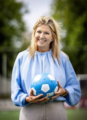 Voorburg, The Netherlands, 2026-06-02 14:48:45 VOORBURG, 02-06-2026, Forum Sport Queen Maxima, Honorary Chair of the MIND Us Foundation, kicks off the The Invisible Injury program by the KNVB and Zilveren Kruis at Forum Sport in Voorburg. The aim of the program is to make mental health a topic of discussion in amateur football. Minister Sterk of Long-Term Care, Youth and Sport is attending the visit. The visit takes place during Mental Health Week. PHOTO: NLBeeld Credit: NL Beeld Patrick van Emst  Copyright: xx x