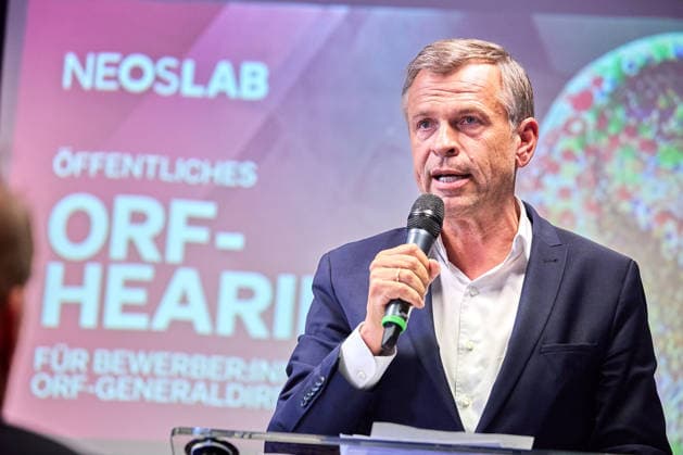 - Wien 02.06.2026 - NEOS Hearing ORF GD Kandidaten- Öffentliches Hearing der Kandidaten für das Amt des ORF-Generaldirektors im ORF-Funkhaus Wien. Insgesamt bewerben sich 13 Kandidaten um die Nachfolge an der Spitze des ORF. 5 von ihnen wurden zu einem öffentlichen Hearing des NEOS Lab eingeladen, um ihre Vorstellungen für die Zukunft des öffentlich-rechtlichen Rundfunks zu präsentieren. PHOTO: Ex-Pro7Sat.1Puls4-Geschäftsführer Markus Breitenecker. Vienna (AUSTRIA) - Candidates for the position of ORF Director General during a public hearing organized by NEOS Lab at the ORF Funkhaus in Vienna. Medienpolitik, Medienreform, Public Service, Digitalisierung, Unabhängigkeit, Medienmanagement, Demokratie, Stiftungsrat, Medienzukunft, Aus 