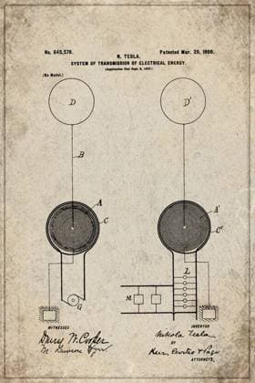 Nikola Tesla Patent, US Patent 645, 576 System zur Übertragung elektrischer Energie Nikola Tesla Patent, US Patent 645, 576 System of Transmission of Electrical Energy Copyright: imageBROKER Allexxandar ibxavu17933516.jpg