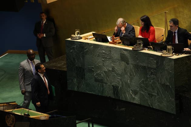June 2, 2026, New York, New York, USA: KHALILUR RAHMAN of Bangladesh walks to the podium and acknowledges President of the General Assembly ANNALENA BAERBOCK at the dais before speaking after being elected President of the 81st session of the UN General Assembly at UNHQ. New York USA  - ZUMAo116 20260602_znp_o116_030 Copyright: xBiancaxOterox