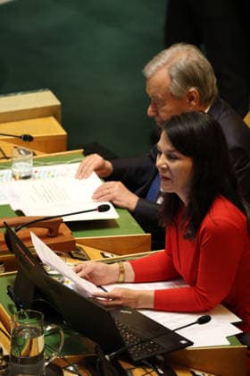 June 2, 2026, New York, New York, USA: President of the General Assembly ANNALENA BAERBOCK presides from the dais in the General Assembly Hall before the vote for President of the 81st session of the UN General Assembly at UNHQ in New York. New York USA - ZUMAo116 20260602_znp_o116_021 Copyright: xBiancaxOterox