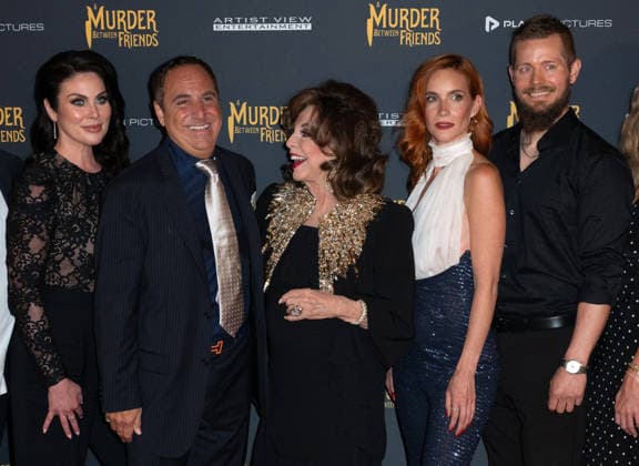 Nadia Bjorlin, Mark Rozzano, Dame Joan Collins, Hana Vagnerová and Espen Hatleskog attends A Murder Between Friends UK Premiere at the Curzon Mayfair in London, England. UK. Tuesday 2nd June 2026. Copyright: xJamesxWarrenx ae7dj353