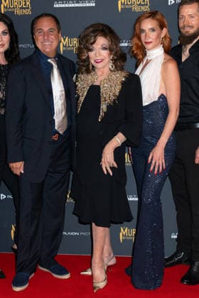 Mark Rozzano, Dame Joan Collins and Hana Vagnerová attends A Murder Between Friends UK Premiere at the Curzon Mayfair in London, England. UK. Tuesday 2nd June 2026. Copyright: xJamesxWarrenx ae7dj386