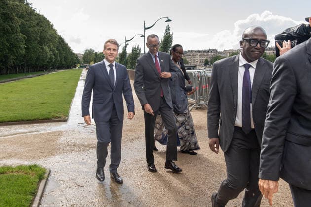 Emmanuel Macron Honors Tutsi Genocide Victims - Paris Rwandan President Paul Kagame, Rwanda s First Lady Jeannette Kagame and French President Emmanuel Macron. French President Emmanuel Macron inaugurates the memorial known as L Archive in tribute to the victims of the genocide perpetrated against the Tutsi in Rwanda, with Paul Kagame, President of the Republic of Rwanda, on the Esplanade Habib-Bourguiba in Paris, France on June 2, 2026. Photo by Isa Harsin Pool ABACAPRESS.COM Paris Ile-de-France France  Copyright: xHarsinxIsa Pool ABACAx