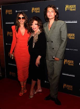 Murder Between Friends premiere London, UK. Elizabeth Hurley, Joan Collins and Damian Hurley at the Murder Between Friends premiere. Curzon Mayfair. 2nd June 2026. LMK11-S030626-001 Steve Bealing Landmark Media 