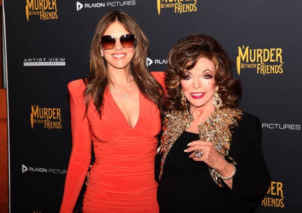 Murder Between Friends premiere London, UK. Elizabeth Hurley and Joan Collins at the Murder Between Friends premiere. Curzon Mayfair. 2nd June 2026. LMK11-S030626-001 Steve Bealing Landmark Media 