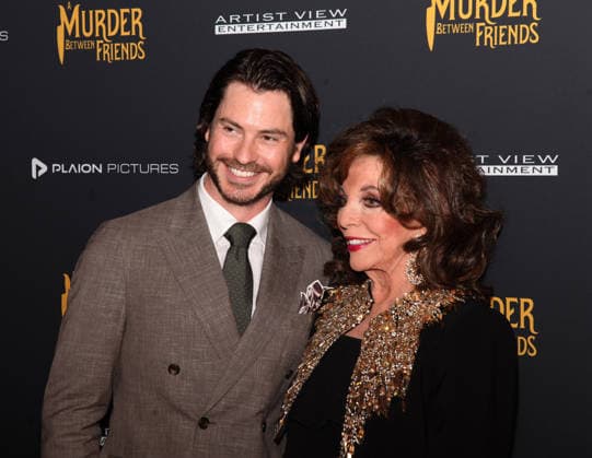 Murder Between Friends premiere London, UK. Toby-Alexander Smith and Joan Collins at the Murder Between Friends premiere. Curzon Mayfair. 2nd June 2026. LMK11-S030626-001 Steve Bealing Landmark Media 