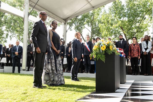 Emmanuel Macron Honors Tutsi Genocide Victims - Paris Rwandan President Paul Kagame, Rwanda s First Lady Jeannette Kagame and French President Emmanuel Macron. French President Emmanuel Macron inaugurates the memorial known as L Archive in tribute to the victims of the genocide perpetrated against the Tutsi in Rwanda, with Paul Kagame, President of the Republic of Rwanda, on the Esplanade Habib-Bourguiba on June 2, 2026 in Paris, France. Photo by Isa Harsin Pool ABACAPRESS.COM Paris Ile-de-France France  Copyright: xHarsinxIsa Pool ABACAx
