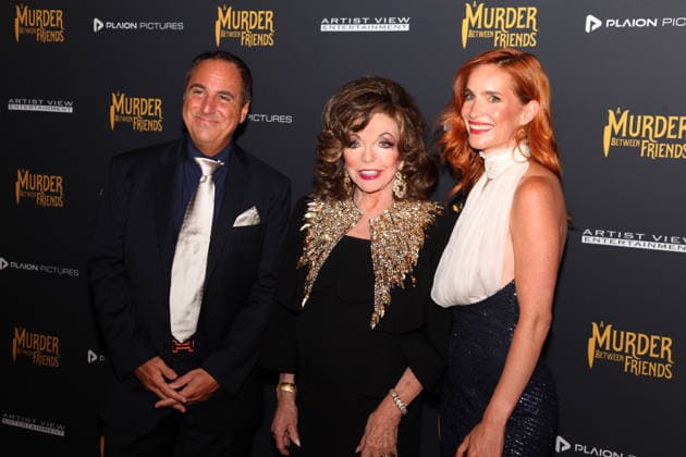 Murder Between Friends premiere London, UK. Mark Rozzano, Joan Collins and Hana Vagnerova at the Murder Between Friends premiere. Curzon Mayfair. 2nd June 2026. LMK11-S030626-001 Steve Bealing Landmark Media 