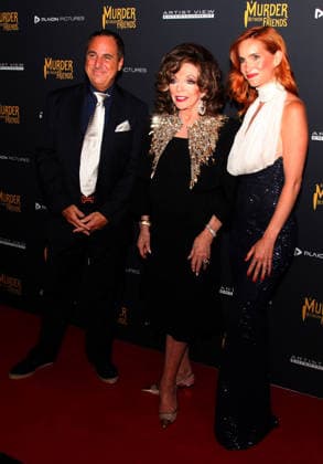 Murder Between Friends premiere London, UK. Mark Rozzano, Joan Collins and Hana Vagnerova at the Murder Between Friends premiere. Curzon Mayfair. 2nd June 2026. LMK11-S030626-001 Steve Bealing Landmark Media 