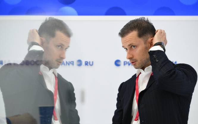 SPIEF-2026. RIA Novosti stand and Sputnik Radio studio 9178901 03.06.2026 SPIEF-2026. RIA Novosti stand. Alexey Raikevich, General Director, GLONASS Grigory Sysoev Sputnik St. Petersburg Russia  Copyright: xGrigoryxSysoevx