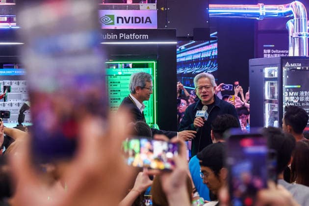 NVIDIA s CEO Jensen Huang visits COMPUTEX TAIPEI 2026 TAIPEI, TAIWAN - JUNE 3: Jensen Huang, the CEO of American multinational tech giant NVIDIA, speaks as he visits a booth featuring next-generation AI supercomputing platform NVIDIA Vera Rubin, during his visit to the COMPUTEX TAIPEI trade show, in Taipei, Taiwan, on June 3, 2026. COMPUTEX TAIPEI is one of the world’s largest and most significant trade shows, featuring latest technologies, drones, data centres, Artificial Intelligence (AI) technologies, supercomputers, semiconductors products and other things from major international firms such as Nvidia, Intel, NXP and Foxconn. Daniel Ceng Anadolu Taipei Taiwan. Editorial use only. Please get in touch for any other usage.  Copyright: x2026xAnadoluxDanielxCengx