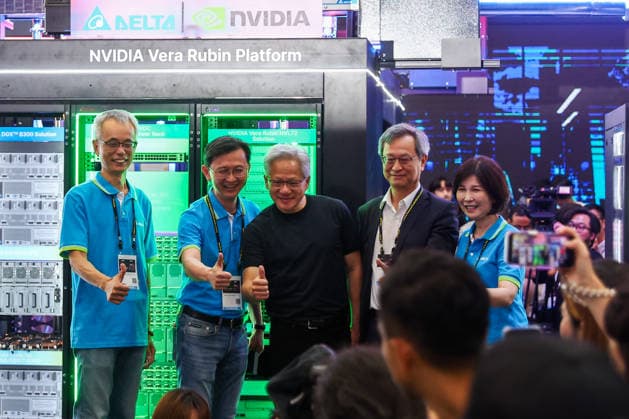 NVIDIA s CEO Jensen Huang visits COMPUTEX TAIPEI 2026 TAIPEI, TAIWAN - JUNE 3: Jensen Huang, the CEO of American multinational tech giant NVIDIA, poses for photos as he visits a booth featuring next-generation AI supercomputing platform NVIDIA Vera Rubin, at the COMPUTEX TAIPEI trade show, in Taipei, Taiwan, on June 3, 2026. COMPUTEX TAIPEI is one of the world’s largest and most significant trade shows, featuring latest technologies, drones, data centres, Artificial Intelligence (AI) technologies, supercomputers, semiconductors products and other things from major international firms such as Nvidia, Intel, NXP and Foxconn. Daniel Ceng Anadolu Taipei Taiwan. Editorial use only. Please get in touch for any other usage.  Copyright: x2026xAnadoluxDanielxCengx