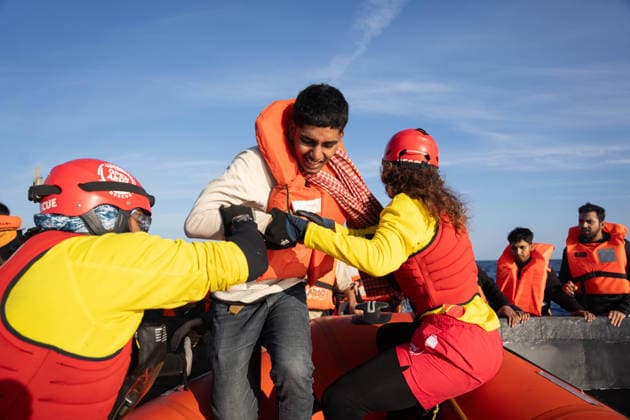 NGO rescue ship Open Arms rescues 58 migrants in Central Mediterranean CENTRAL MEDITERRANEAN – JUNE 3: A wooden boat carrying 58 migrants, including 18 unaccompanied minors from Sudan, Eritrea, Egypt, Bangladesh and Somalia, is rescued by the NGO vessel Open Arms in the Central Mediterranean on June 3, 2026. The migrants had departed Libya the previous day. Crew members distributed life jackets before transferring all 58 people to safety after the overcrowded boat began taking on water. Joan Galvez Anadolu At Sea At Sea. Editorial use only. Please get in touch for any other usage.  Copyright: x2026xAnadoluxJoanxGalvezx