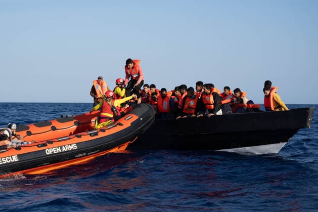 NGO rescue ship Open Arms rescues 58 migrants in Central Mediterranean CENTRAL MEDITERRANEAN – JUNE 3: A wooden boat carrying 58 migrants, including 18 unaccompanied minors from Sudan, Eritrea, Egypt, Bangladesh and Somalia, is rescued by the NGO vessel Open Arms in the Central Mediterranean on June 3, 2026. The migrants had departed Libya the previous day. Crew members distributed life jackets before transferring all 58 people to safety after the overcrowded boat began taking on water. Joan Galvez Anadolu At Sea At Sea. Editorial use only. Please get in touch for any other usage.  Copyright: x2026xAnadoluxJoanxGalvezx