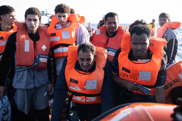 NGO rescue ship Open Arms rescues 58 migrants in Central Mediterranean CENTRAL MEDITERRANEAN – JUNE 3: A wooden boat carrying 58 migrants, including 18 unaccompanied minors from Sudan, Eritrea, Egypt, Bangladesh and Somalia, is rescued by the NGO vessel Open Arms in the Central Mediterranean on June 3, 2026. The migrants had departed Libya the previous day. Crew members distributed life jackets before transferring all 58 people to safety after the overcrowded boat began taking on water. Joan Galvez Anadolu At Sea At Sea. Editorial use only. Please get in touch for any other usage.  Copyright: x2026xAnadoluxJoanxGalvezx