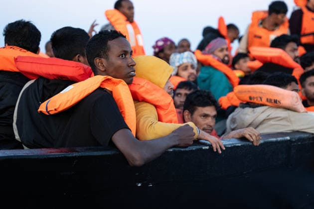NGO rescue ship Open Arms rescues 58 migrants in Central Mediterranean CENTRAL MEDITERRANEAN – JUNE 3: A wooden boat carrying 58 migrants, including 18 unaccompanied minors from Sudan, Eritrea, Egypt, Bangladesh and Somalia, is rescued by the NGO vessel Open Arms in the Central Mediterranean on June 3, 2026. The migrants had departed Libya the previous day. Crew members distributed life jackets before transferring all 58 people to safety after the overcrowded boat began taking on water. Joan Galvez Anadolu At Sea At Sea. Editorial use only. Please get in touch for any other usage.  Copyright: x2026xAnadoluxJoanxGalvezx