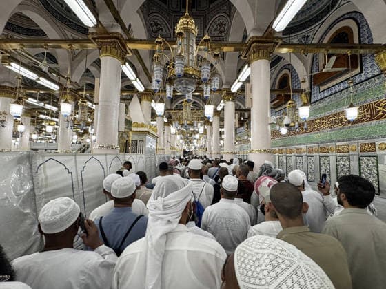 Muslim pilgrims continue to visit the holy sites in Medina MEDINA, SAUDI ARABIA - JUNE 3: Muslim pilgrims visit Al-Masjid an-Nabawi in Medina, Saudi Arabia on June 3, 2026. While experiencing the spiritual atmosphere of Medina during Muslim pilgrims second major stop of the annual Hajj season, they make it a daily priority to pay their respects and send greetings at the Hujra-i Saadet (Sacred Chamber), the final resting place of the Prophet Muhammad and his closest companions, Hazrat Abu Bakr and Umar ibn al-Khattab. To manage the immense influx of visitors safely, pilgrims use a mobile application to secure mandatory time slots, allowing them a coveted opportunity to perform voluntary prayers between the Prophet’s tomb and his historic mi  Copyright: x2026xAnadoluxAlixAtmacax