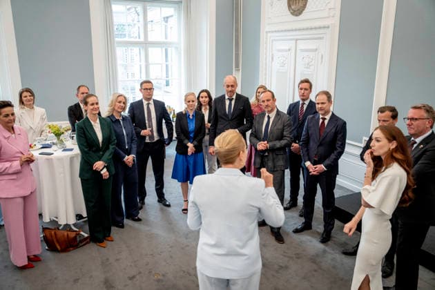 FV26: Ministers meet at the Prime Minister s Office before they go to Amalienborg Prime Minister Mette Frederiksen (S) gives a speech to the government s new ministers as they meet at the Prime Minister s Office before they go to Amalienborg on Wednesday, June 3, 2026. (Photo: Mads Claus Rasmussen Ritzau Scanpix) , Copenhagen Denmark *** FV26 Ministers meet at the Prime Minister s Office before they go to Amalienborg Prime Minister Mette Frederiksen S gives a speech to the government s new ministers as they meet at the Prime Minister s Office before they go to Amalienborg on Wednesday, June 3, 2026 Photo Mads Claus Rasmussen Ritzau Scanpix , Copenhagen Denmark  Copyright: RitzauxScanpix MadsxClausxRasmussenx spdk20260603-110426-L