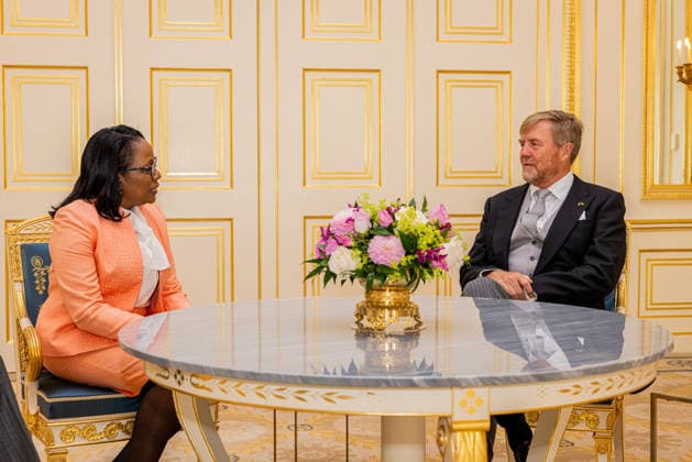 03-06-2026 Palace King Willem-Alexander during a meeting with the ambassador of Jamaica, D.N. Mills, at palace Noordeinde in The Hague. Â  Copyright: xPPEx