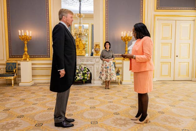 03-06-2026 Palace King Willem-Alexander during a meeting with the ambassador of Jamaica, D.N. Mills, at palace Noordeinde in The Hague. Â  Copyright: xPPEx
