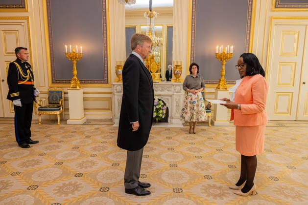 03-06-2026 Palace King Willem-Alexander during a meeting with the ambassador of Jamaica, D.N. Mills, at palace Noordeinde in The Hague. Â  Copyright: xPPEx