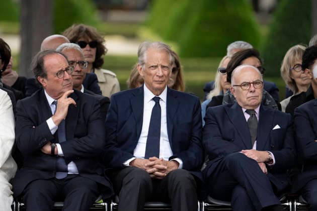 National Tribute To Late French Philosopher And Sociologist Edgar Morin - Paris Francois Hollande, Dominique De Villepin and Bernard Cazeneuve during a national tribute to late French philosopher and sociologist Edgar Morin at the Hotel des Invalides in Paris on June 2, 2026. Edgar Morin has died at the age of 104, on May 29, 2026. Photo by Eliot Blondet ABACAPRESS.COM Paris France France  Copyright: xBlondetxEliot ABACAx