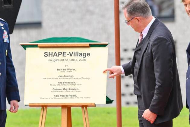 Opening Shape Village MONS, BELGIUM - JUNE 03: Prime Minister Bart de Wever pictured during the inauguration of the new SHAPE Village, comprising 300 houses and 300 apartments built in recent years on June 03, 2026 in Mons, Belgium, 03 06 2026 Mons Belgium  Copyright: xPhilipxReynaersx