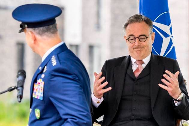 Opening Shape Village MONS, BELGIUM - JUNE 03: Prime Minister Bart de Wever, Deputy Prime Minister, Minister of Defence and General Grynckewych, Supreme Allied Commander Europe, pictured during the inauguration of the new SHAPE Village, comprising 300 houses and 300 apartments built in recent years on June 03, 2026 in Mons, Belgium, 03 06 2026 Mons Belgium  Copyright: xPhilipxReynaersx