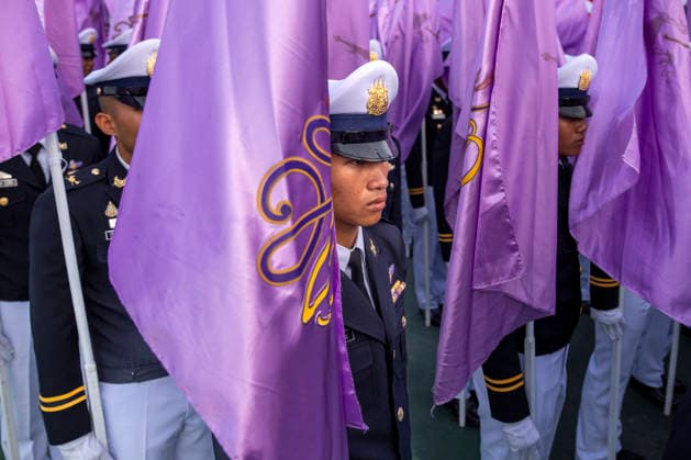 June 3, 2026, Bangkok, Bangkok, Thailand: Honor guard soldiers stand holding flags while taking part in a ceremony to honor the birthday of Her Majesty Queen Suthida Bajrasudhabimalalakshana the queen of Thailand at Sanam Luang royal field in Bangkok, Thailand. Bangkok Thailand - ZUMAt128 20260603_zap_t128_002 Copyright: xAdryelxTalamantesx