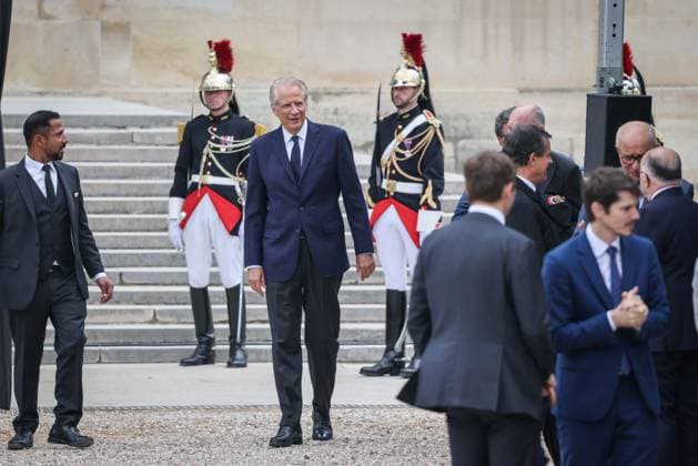 Paris, France le 03 juin 2026 - Le President de la Republique Emmanuel MACRON preside la ceremonie d hommage de la Nation a Edgar Morin, disparu le 29 mai dernier, aux Invalides - The President of the Republic Emmanuel MACRON presides over the Nation s tribute ceremony to Edgar Morin, who passed away on May 29, at the Invalides Ici Dominique de VILLEPIN  Copyright: xSebastienxTOUBONx