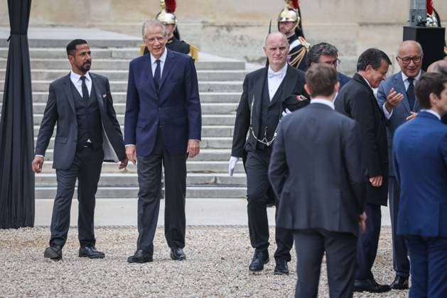 Paris, France le 03 juin 2026 - Le President de la Republique Emmanuel MACRON preside la ceremonie d hommage de la Nation a Edgar Morin, disparu le 29 mai dernier, aux Invalides - The President of the Republic Emmanuel MACRON presides over the Nation s tribute ceremony to Edgar Morin, who passed away on May 29, at the Invalides Ici Dominique de VILLEPIN  Copyright: xSebastienxTOUBONx