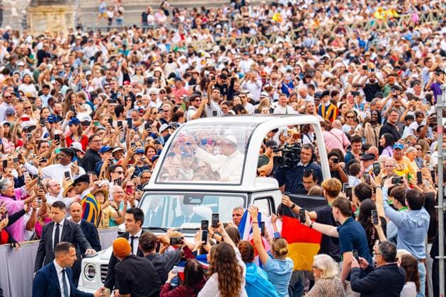 June 3, 2026, Citta Del Vaticano: An handout image provided by Vatican Media shows Pope Leo XIV during his weekly General Audience in Vatican City, 3 June 2026 Cordon Press 