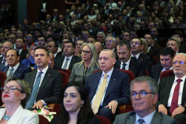 2025 Renewable Energy Investments Mass Opening Ceremony ANKARA, TURKIYE - JUNE 03: (----EDITORIAL USE ONLY MANDATORY CREDIT - TURKISH PRESIDENCY MUSTAFA KAMACI HANDOUT - NO MARKETING NO ADVERTISING CAMPAIGNS - DISTRIBUTED AS A SERVICE TO CLIENTS----) Turkish President Recep Tayyip Erdogan attends the 2025 Renewable Energy Investments Mass Opening Ceremony at the Bestepe Nations Congress and Culture Center in Ankara, Turkiye on June 3, 2026. Turkish Minister of Energy and Natural Resources, Alparslan Bayraktar also attended the ceremony. TUR Presidency Mustafa Kamaci Handout Anadolu Ankara Turkey. Editorial use only. Please get in touch for any other usage.  Copyright: x2026xAnadoluxTURxPresidency MustafaxKamacix xHandoutx