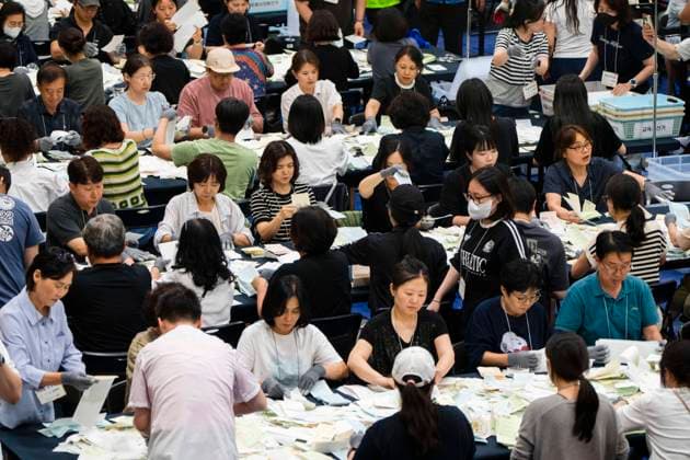 June 3, 2026, Seoul, South Korea: Poll workers count ballots after the conclusion of voting in South KoreaÃ¢â‚¬â ¢s local elections on Wednesday, June 3, 2026 in Seoul, South Korea. Seoul South Korea - ZUMAh163 20260603_znp_h163_044 Copyright: xJintakxHanx