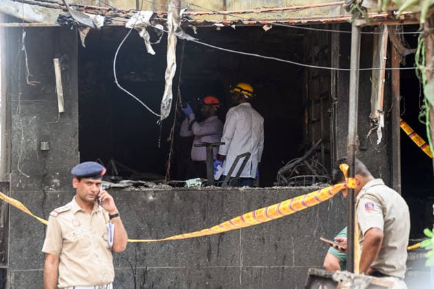 A forensic team at a site fire in a restaurant at Malviya Nagar New Delhi, Jun 03 (ANI): A forensic team at a site of fire in a restaurant at Malviya Nagar, in New Delhi on Wednesday. 21 people died so far. NEW DELHI Delhi India Copyright: xANIx ANI_20260603201