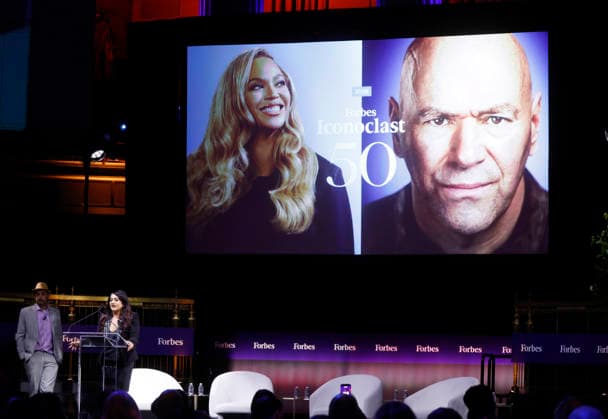 Chief Content Officer Forbes Randall Lane and Editor-at-Large & Founder, Iconoclast Forbes Maneet Ahuja speak at the 2025 Forbes Iconoclast Summit on Wednesday, June 3, 2026 at Gotham Hall in New York City.  NYP20260603104 JohnxAngelillo