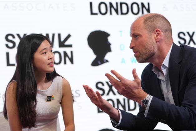. 03 06 2026. London, United Kingdom. Prince William speaks to two winners of The Diana Award, Sophie Pender and Vivi Lin , at the SXSW Festival in London.  xPoolx xi-Imagesx IIM-26803-0062
