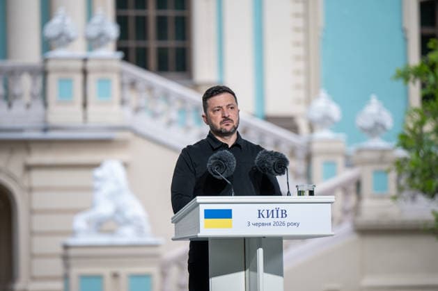 Volodymyr Zelenskyy and Mark Rutte speak at joint press conference in Kyiv KYIV, UKRAINE - JUNE 3: Ukrainian President Volodymyr Zelenskyy and NATO Secretary General Mark Rutte (not seen) hold a joint press conference in Kyiv, Ukraine, on June 3, 2026. Danylo Antoniuk Anadolu Kyiv Ukraine. Editorial use only. Please get in touch for any other usage.  Copyright: x2026xAnadoluxDanyloxAntoniukx