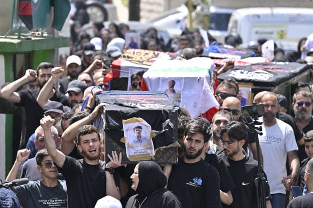 Funeral ceremony held in Wardaniyeh for a family of six WARDANIYEH, LEBANON - JUNE 3: People attend a funeral ceremony held for a family of six, consisting of a father, mother, and four children, who lost their lives in an Israeli strike on the town of Al-Mariwaniyeh, in Wardaniyeh, southern Lebanon, on June 3, 2026. Houssam Shbaro Anadolu Wardaniyeh Lebanon. Editorial use only. Please get in touch for any other usage.  Copyright: x2026xAnadoluxHoussamxShbarox