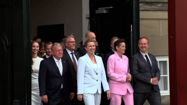 (260603) -- COPENHAGEN, June 3, 2026 -- Danish Prime Minister Mette Frederiksen presents the new government to the media in Copenhagen, Denmark, June 3, 2026. Frederiksen on Wednesday formed her third government, with women making up more than half of the new cabinet, according to a statement from the Danish Prime Minister s Office. The government has 21 members, including the prime minister. The official list shows that 11 of them are women. TO GO WITH Denmark forms new government with women in majority (Photo by Xinhua) DENMARK-COPENHAGEN-NEW GOVERNMENT AndersxKongshaug 