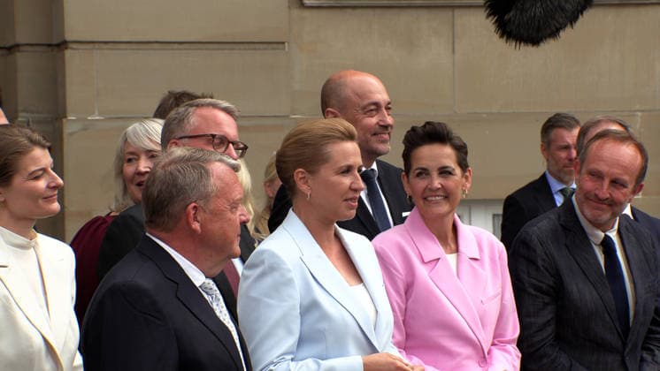 (260603) -- COPENHAGEN, June 3, 2026 -- Danish Prime Minister Mette Frederiksen presents the new government to the media in Copenhagen, Denmark, June 3, 2026. Frederiksen on Wednesday formed her third government, with women making up more than half of the new cabinet, according to a statement from the Danish Prime Minister s Office. The government has 21 members, including the prime minister. The official list shows that 11 of them are women. TO GO WITH Denmark forms new government with women in majority (Photo by Xinhua) DENMARK-COPENHAGEN-NEW GOVERNMENT AndersxKongshaug 