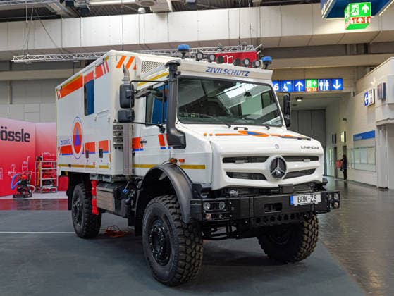 Interschutz 2026 in Hannover Geländegängiges Spezialfahrzeug Typ Unimog vom Zivilschutz *** Interschutz 2026 in Hanover Special off-road vehicle type Unimog from civil defense Copyright: xBerndxGüntherx