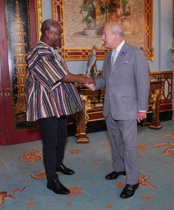 Audience at Buckingham Palace King Charles III during an audience with President of the Republic of Ghana John Dramani Mahama, at Buckingham Palace, London. Picture date: Wednesday June 3, 2026., Credit:Yui Mok PA ROTA - B68 Avalon UK, London  Copyright: xYuixMokx xPAxROTAx-xB68x xAvalonx 1107543713
