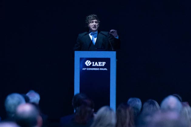 June 3, 2026, Buenos Aires, Buenos Aires, Argentina: Javier Milei delivers a speech during the closing session of the 43rd Congress of the Argentine Institute of Finance Executives. Buenos Aires Argentina - ZUMAp265 20260603_zip_p265_002 Copyright: xDelfinaxCorberaxPix