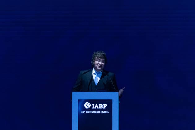 June 3, 2026, Buenos Aires, Buenos Aires, Argentina: Javier Milei delivers a speech during the closing session of the 43rd Congress of the Argentine Institute of Finance Executives. Buenos Aires Argentina - ZUMAp265 20260603_zip_p265_004 Copyright: xDelfinaxCorberaxPix