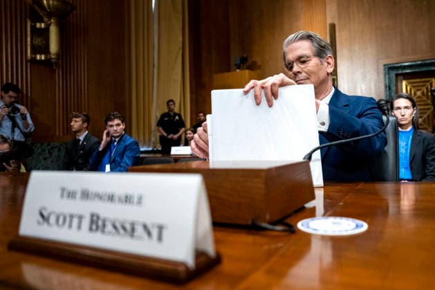 Secretary of the Treasury Scott Bessent arrives for a Senate Finance Committee hearing on President Donald Trump s fiscal year 2027 budget request for the Treasury Department in the Dirksen Senate Office Building near the U.S. Capitol in Washington, DC on Wednesday, June 3, 2026.  WAP20260603469 BONNIExCASH